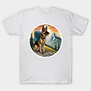 Vintage Retro Adventure Pup: Mountain Trails with German Shepherd Dog T-Shirt